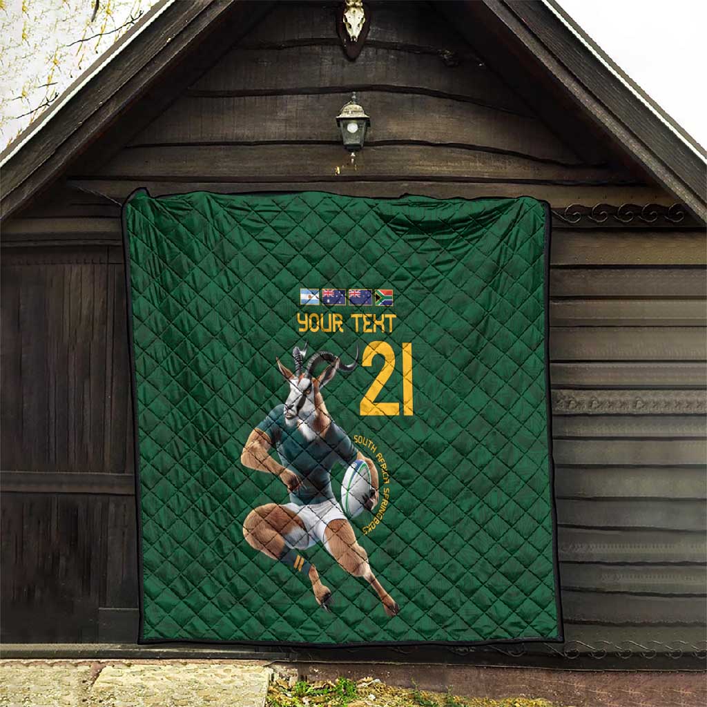 South Africa Rugby Custom Quilt Glory Be To Springboks - African Pride