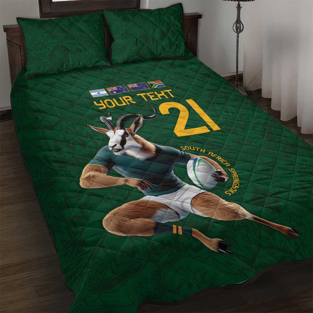 South Africa Rugby Custom Quilt Bed Set Glory Be To Springboks - African Pride