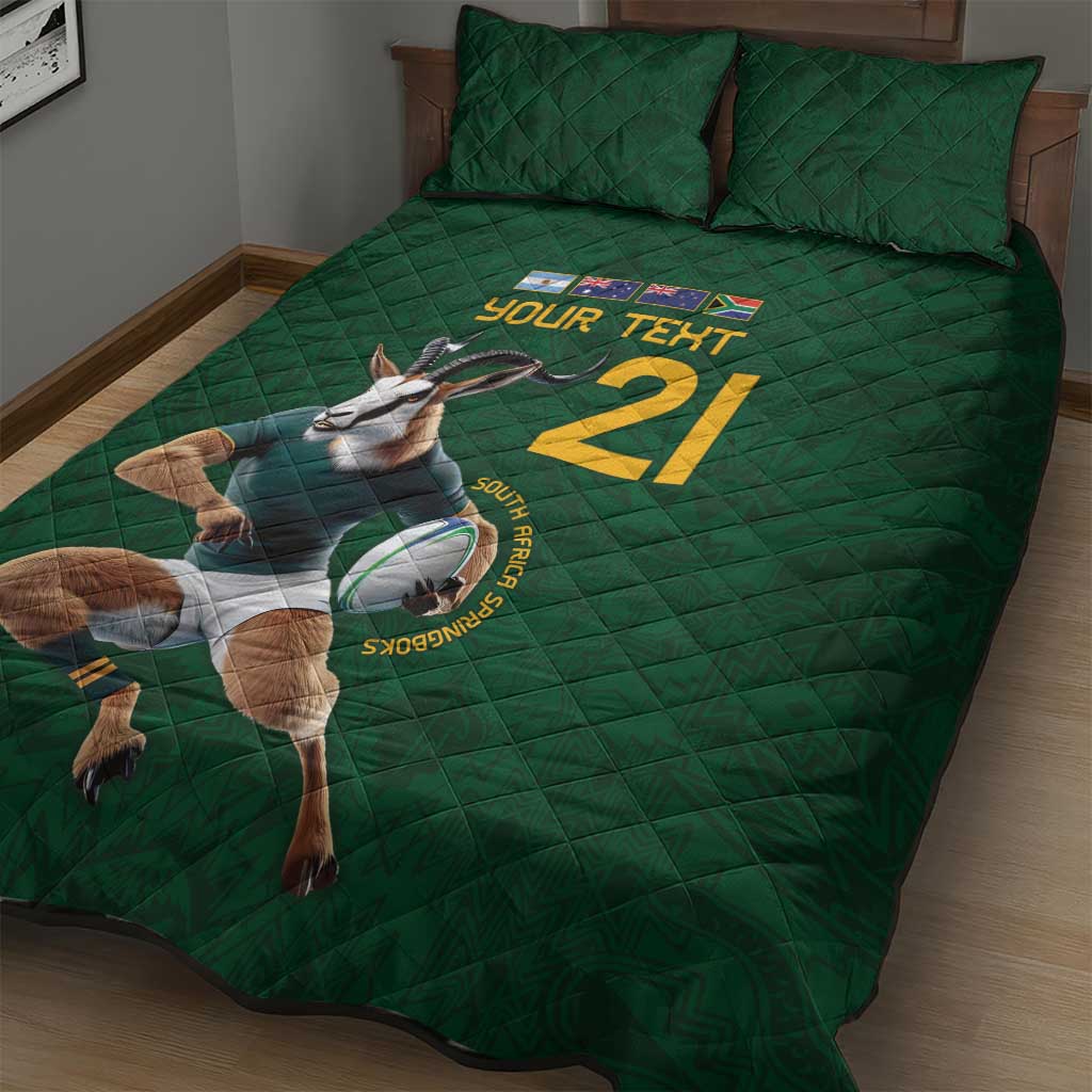 South Africa Rugby Custom Quilt Bed Set Glory Be To Springboks - African Pride