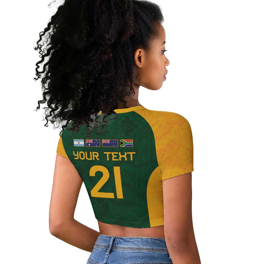 South Africa Rugby Custom Raglan Cropped T shirt Glory Be To Springboks - African Pride