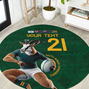 South Africa Rugby Custom Round Carpet Glory Be To Springboks - African Pride