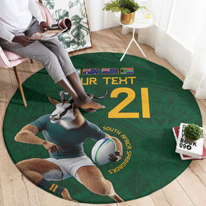 South Africa Rugby Custom Round Carpet Glory Be To Springboks - African Pride