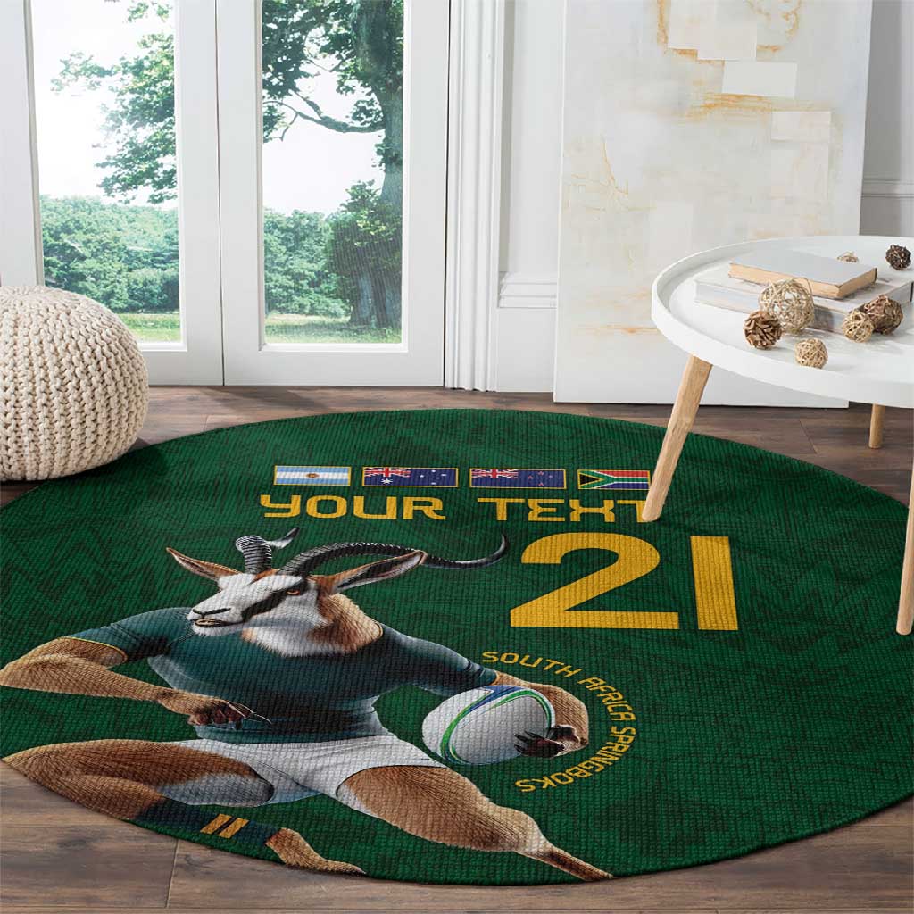 South Africa Rugby Custom Round Carpet Glory Be To Springboks - African Pride