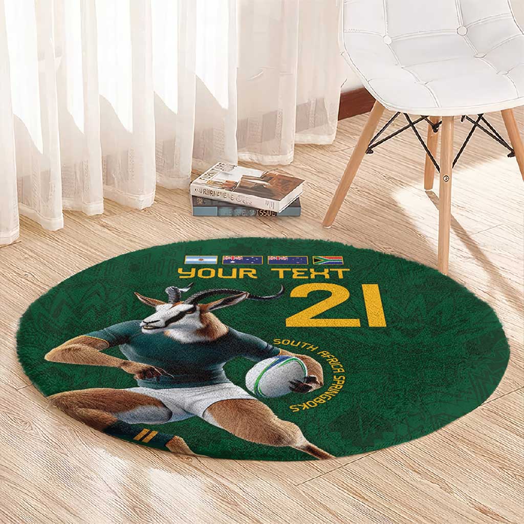 South Africa Rugby Custom Round Carpet Glory Be To Springboks - African Pride