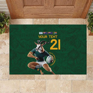 South Africa Rugby Custom Rubber Doormat Glory Be To Springboks - African Pride