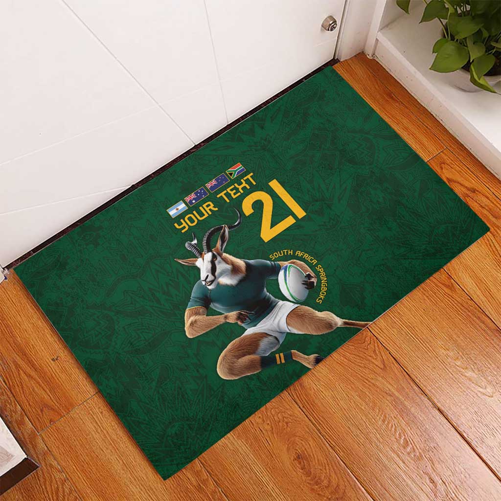 South Africa Rugby Custom Rubber Doormat Glory Be To Springboks - African Pride