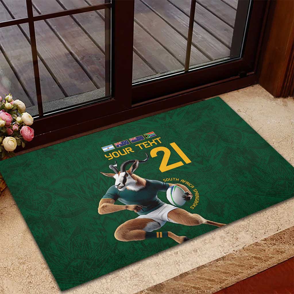South Africa Rugby Custom Rubber Doormat Glory Be To Springboks - African Pride