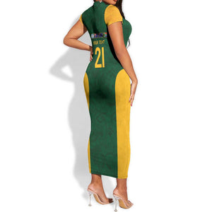 South Africa Rugby Custom Short Sleeve Bodycon Dress Glory Be To Springboks - African Pride