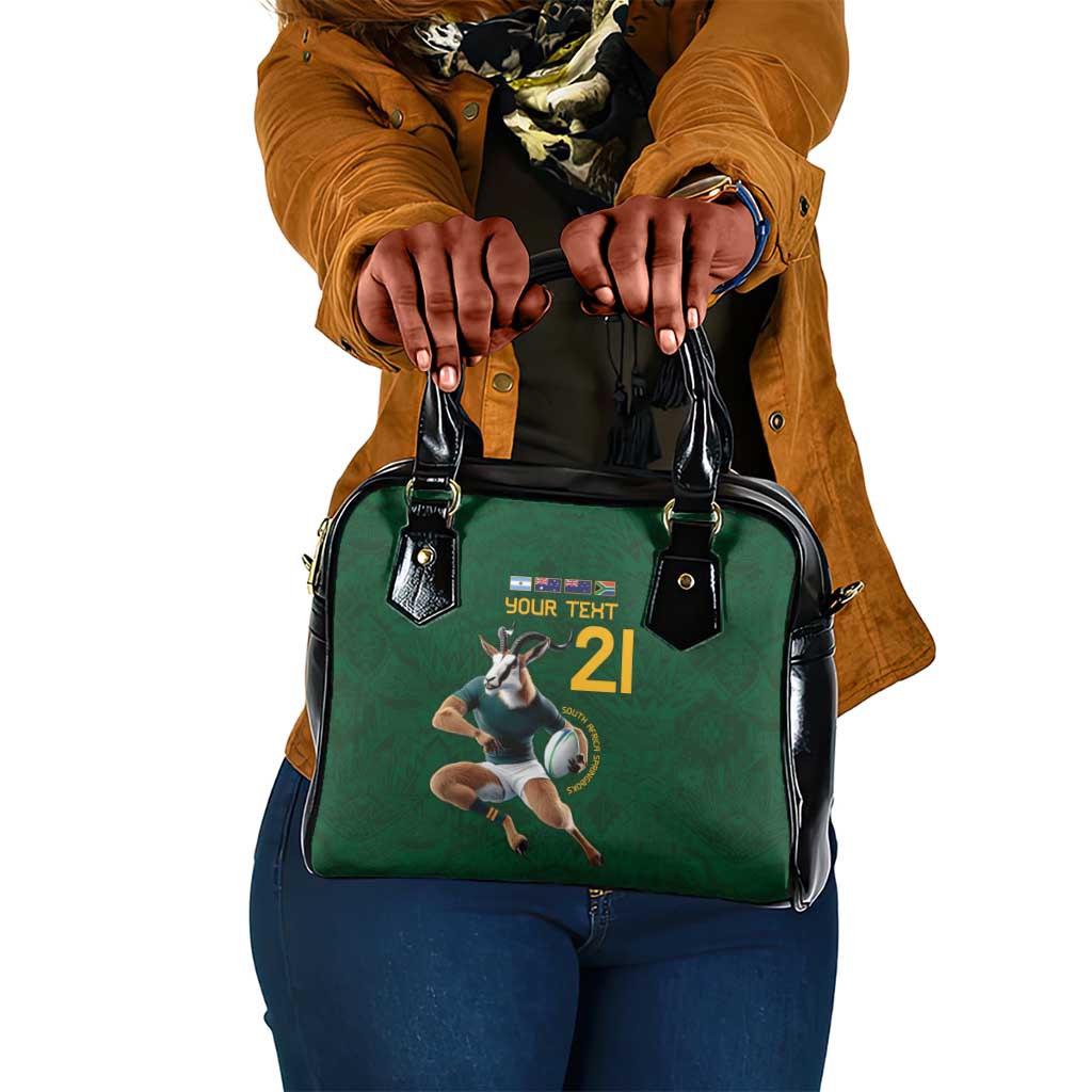 South Africa Rugby Custom Shoulder Handbag Glory Be To Springboks - African Pride