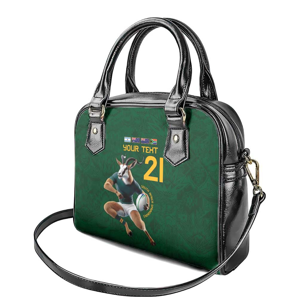 South Africa Rugby Custom Shoulder Handbag Glory Be To Springboks - African Pride