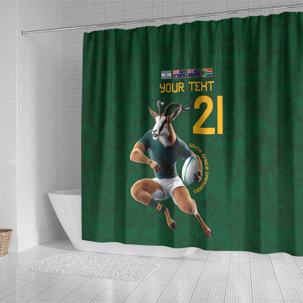 South Africa Rugby Custom Shower Curtain Glory Be To Springboks - African Pride