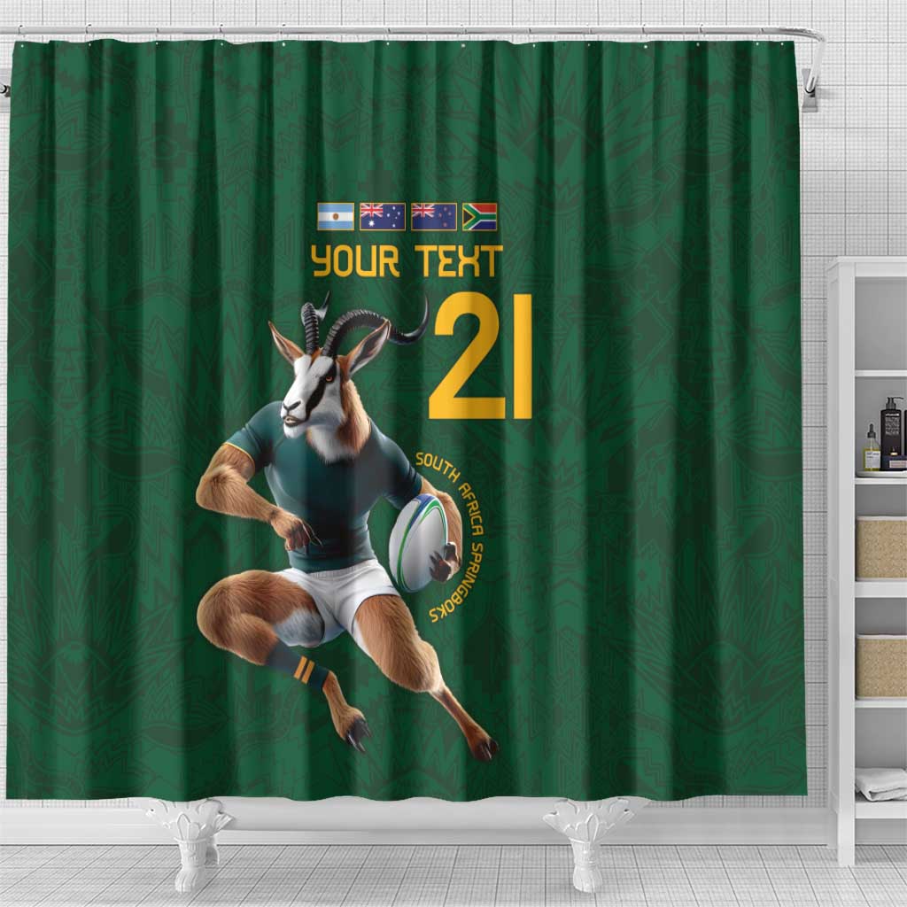 South Africa Rugby Custom Shower Curtain Glory Be To Springboks - African Pride
