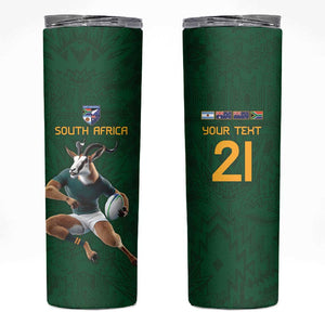 South Africa Rugby Custom Skinny Tumbler Glory Be To Springboks - African Pride