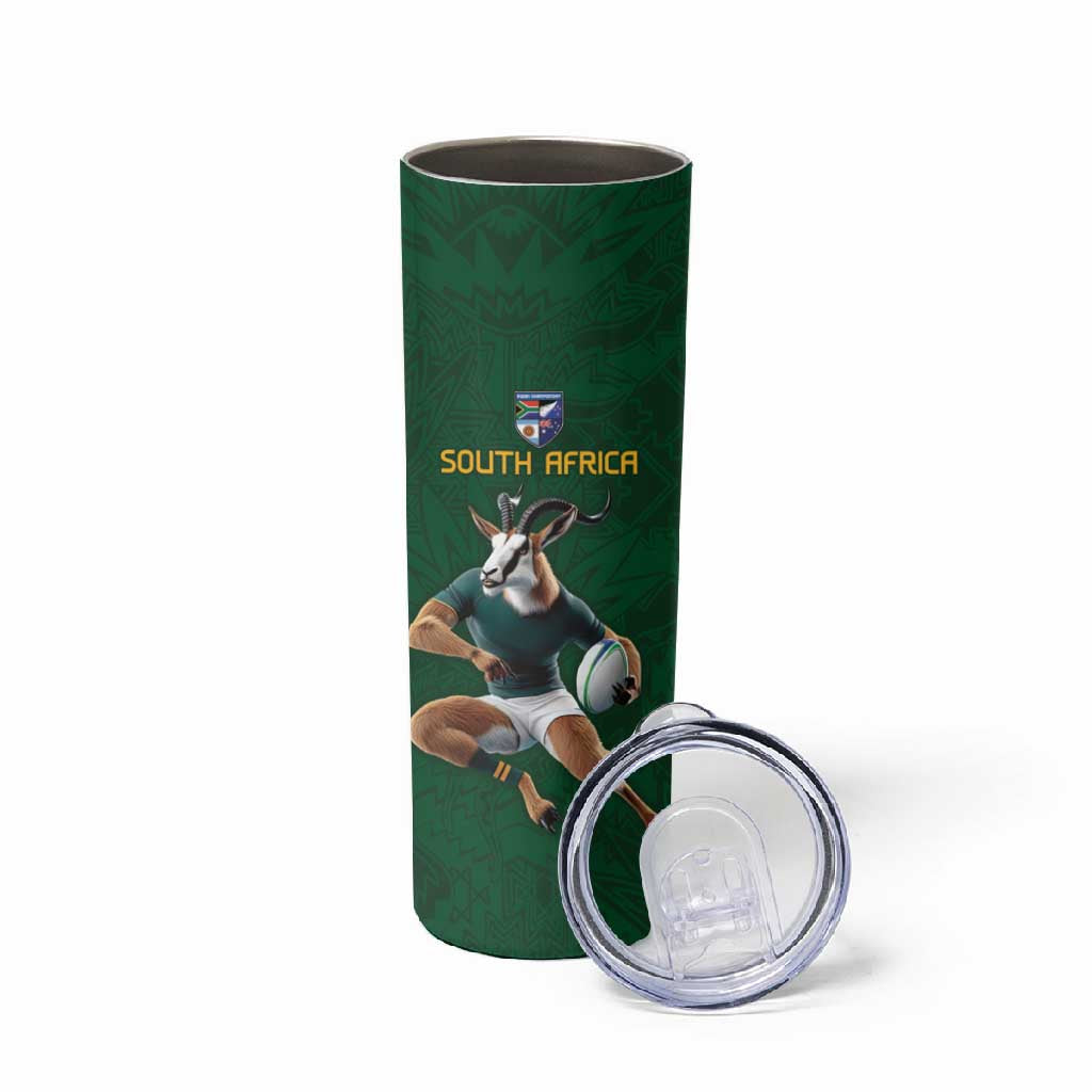South Africa Rugby Custom Skinny Tumbler Glory Be To Springboks - African Pride