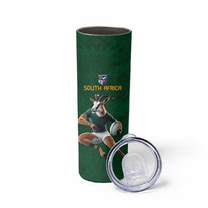 South Africa Rugby Custom Skinny Tumbler Glory Be To Springboks - African Pride