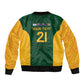 South Africa Rugby Custom Sleeve Zip Bomber Jacket Glory Be To Springboks - African Pride