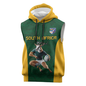 South Africa Rugby Custom Sleeveless Hoodie Glory Be To Springboks - African Pride