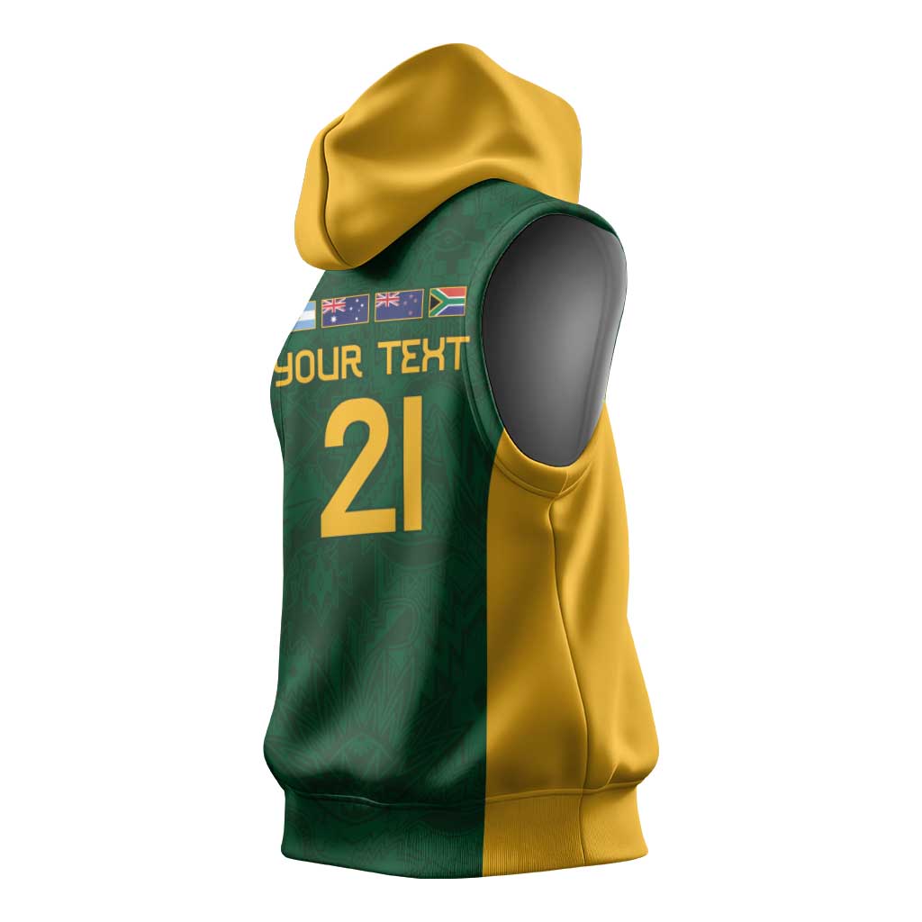 South Africa Rugby Custom Sleeveless Hoodie Glory Be To Springboks - African Pride