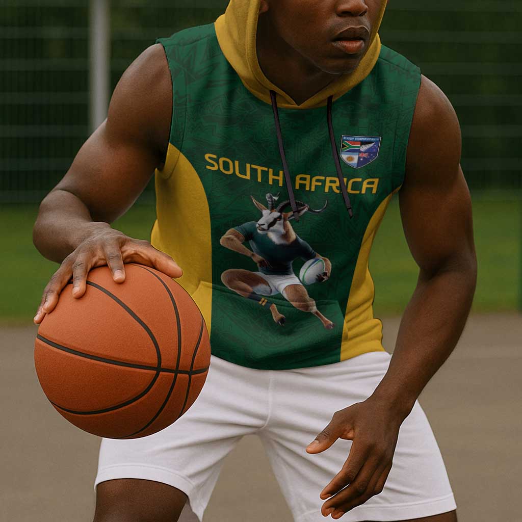 South Africa Rugby Custom Sleeveless Hoodie Glory Be To Springboks - African Pride