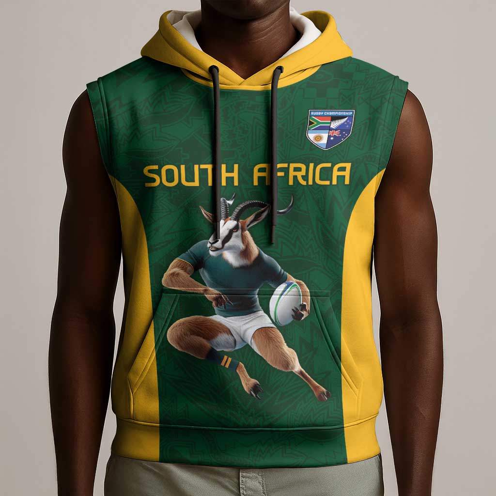 South Africa Rugby Custom Sleeveless Hoodie Glory Be To Springboks - African Pride