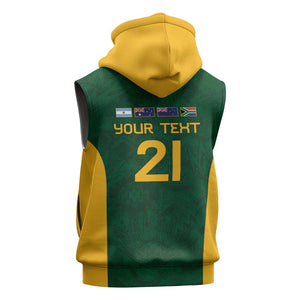 South Africa Rugby Custom Sleeveless Zip Hoodie Glory Be To Springboks - African Pride