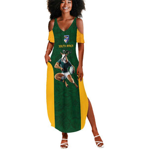 South Africa Rugby Custom Summer Maxi Dress Glory Be To Springboks - African Pride