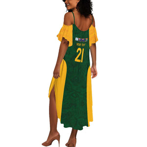 South Africa Rugby Custom Summer Maxi Dress Glory Be To Springboks - African Pride