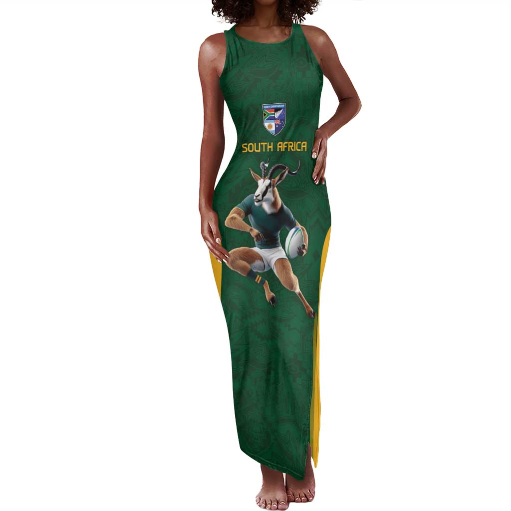 South Africa Rugby Custom Tank Maxi Dress Glory Be To Springboks - African Pride