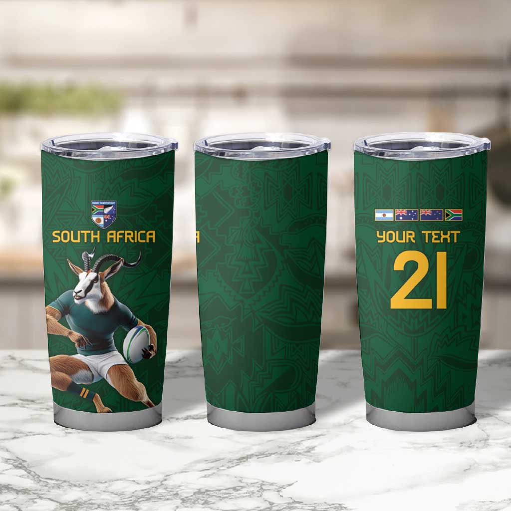 South Africa Rugby Custom Tumbler Cup Glory Be To Springboks - African Pride