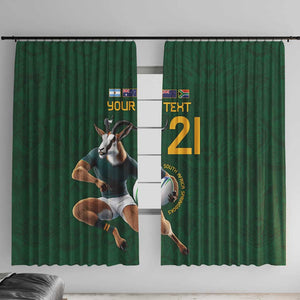 South Africa Rugby Custom Window Curtain Glory Be To Springboks - African Pride