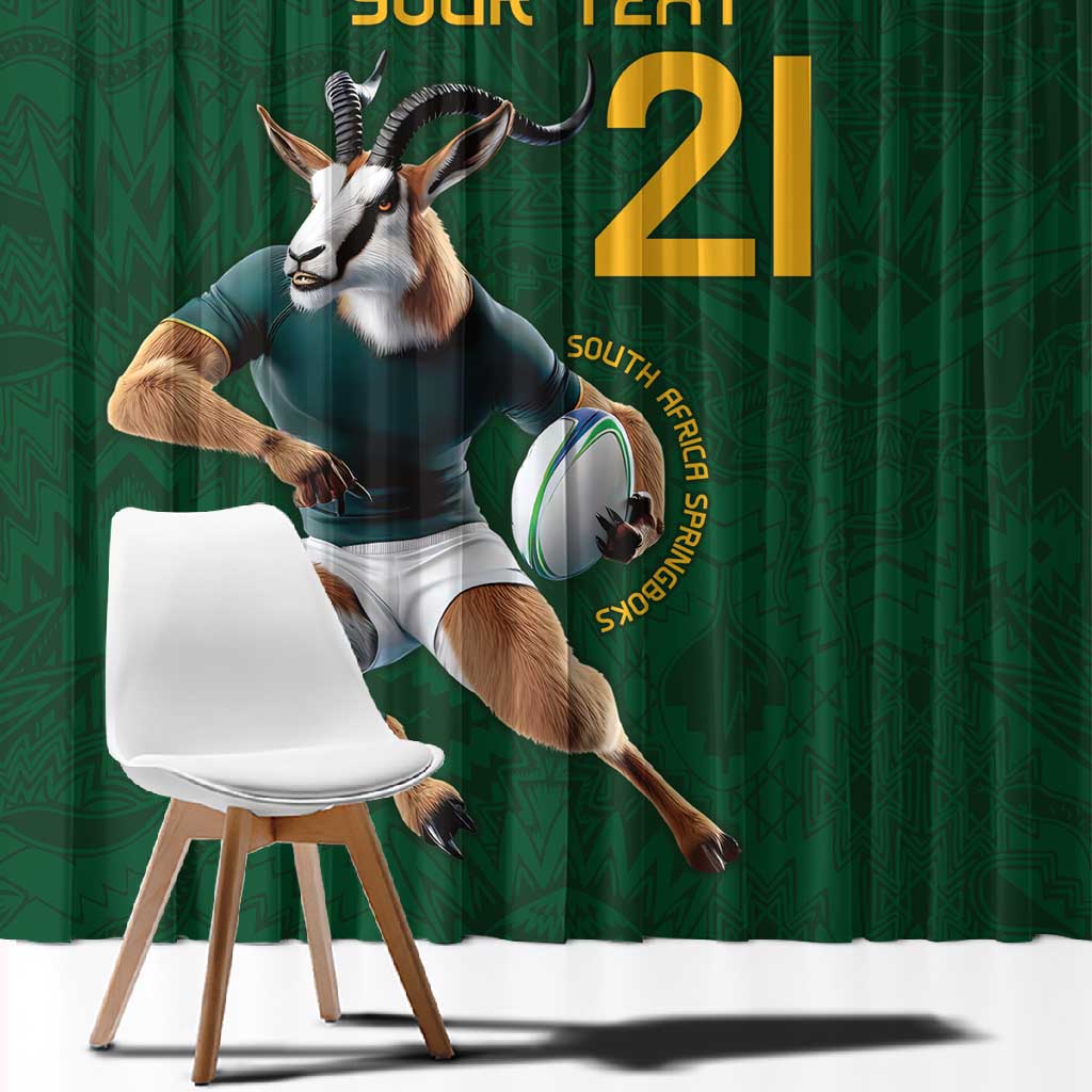 South Africa Rugby Custom Window Curtain Glory Be To Springboks - African Pride