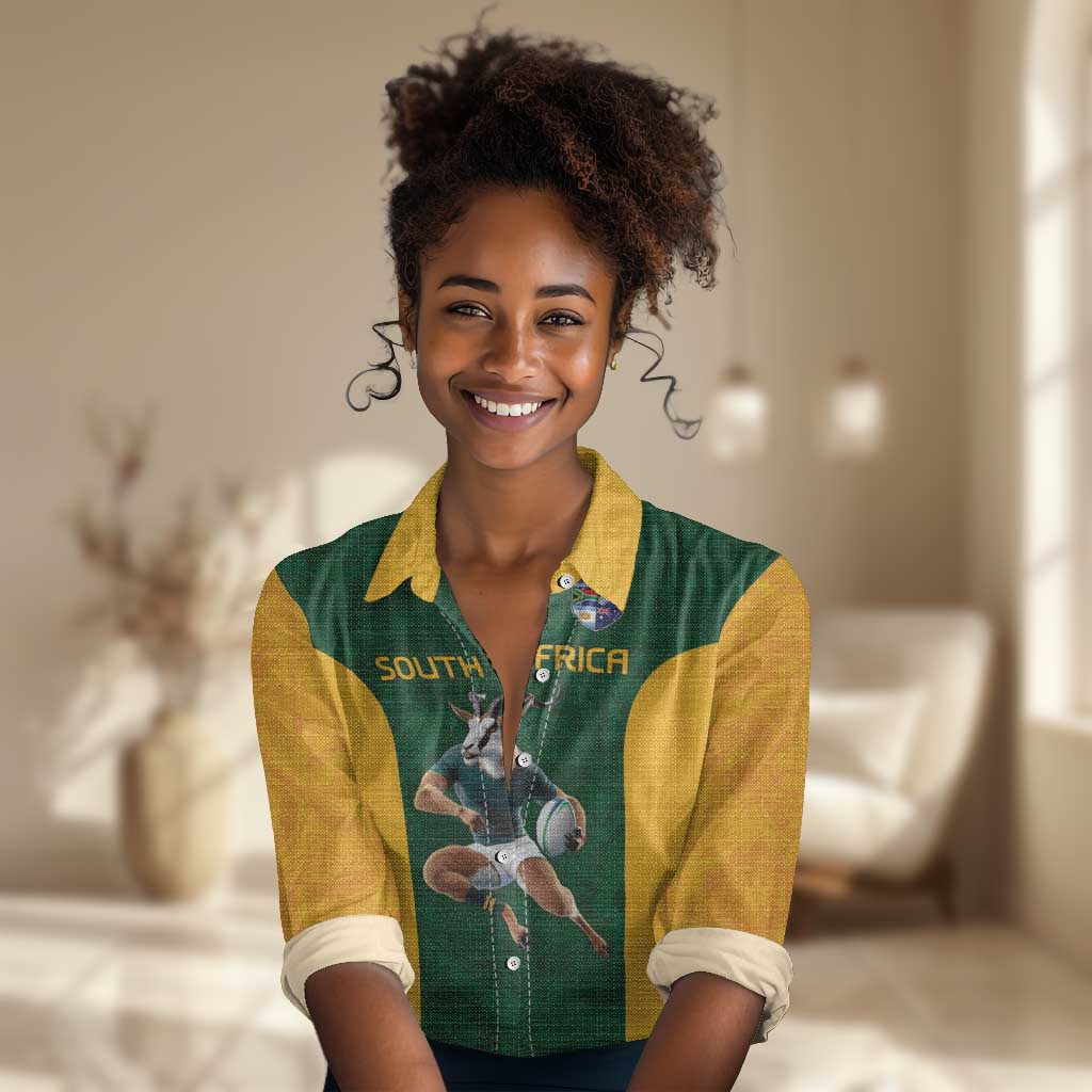 South Africa Rugby Custom Women Casual Shirt Glory Be To Springboks - African Pride