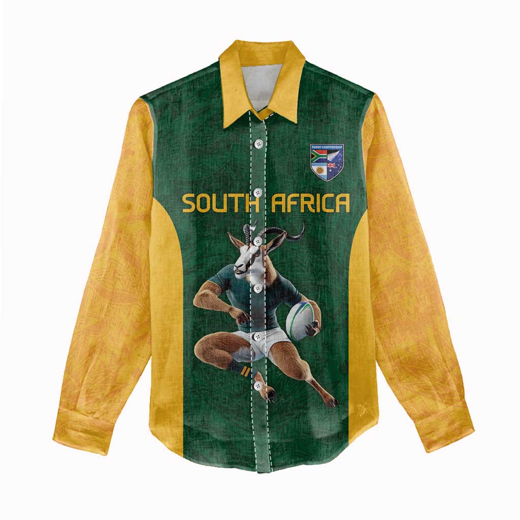 South Africa Rugby Custom Women Casual Shirt Glory Be To Springboks - African Pride