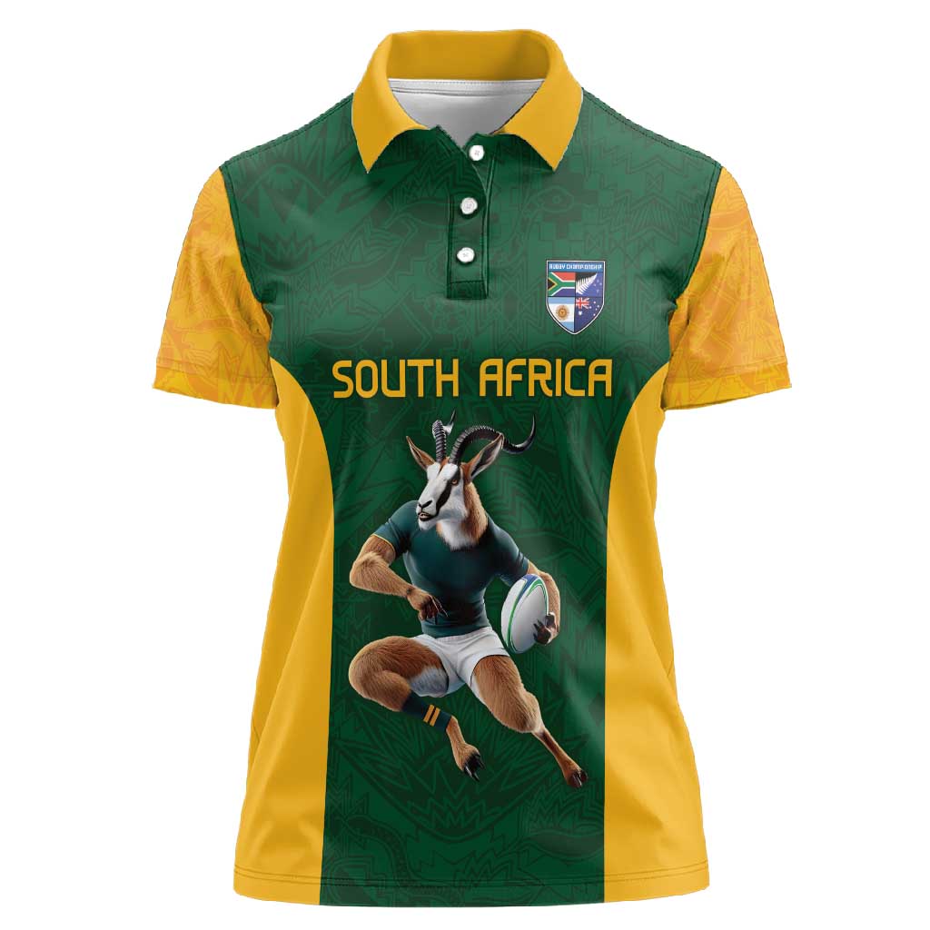 South Africa Rugby Custom Women Polo Shirt Glory Be To Springboks - African Pride