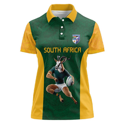 South Africa Rugby Custom Women Polo Shirt Glory Be To Springboks - African Pride