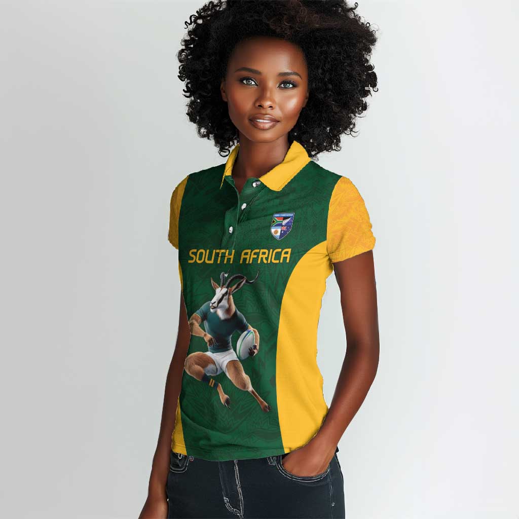 South Africa Rugby Custom Women Polo Shirt Glory Be To Springboks - African Pride
