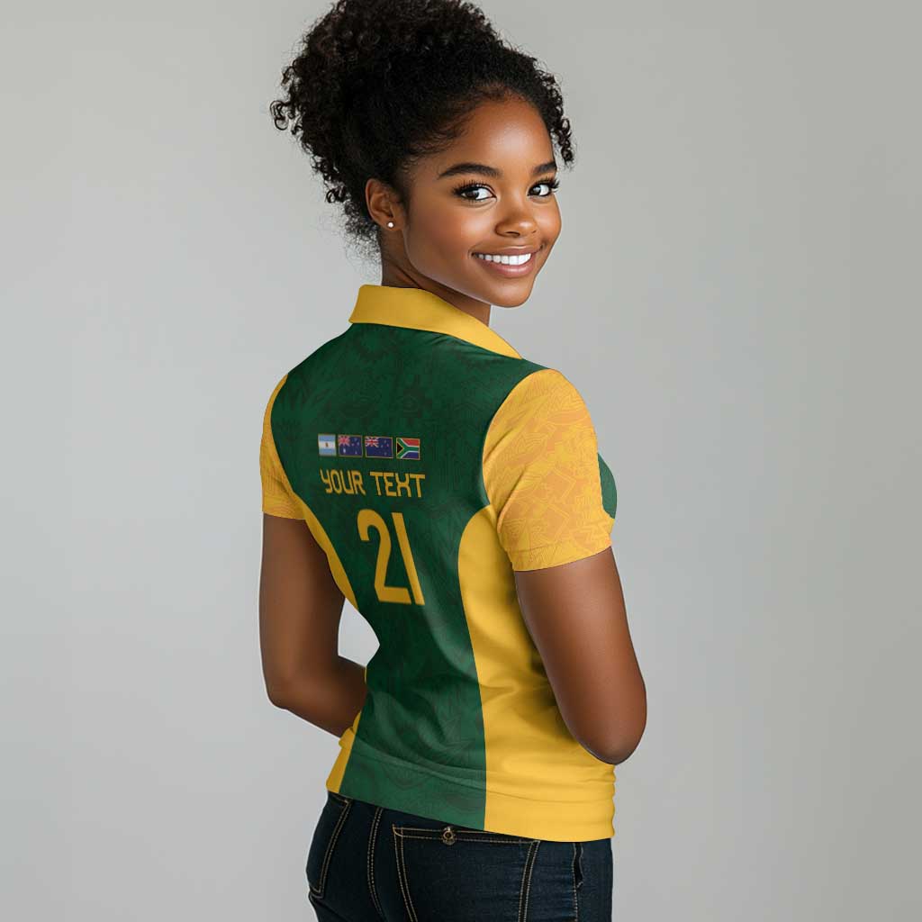South Africa Rugby Custom Women Polo Shirt Glory Be To Springboks - African Pride
