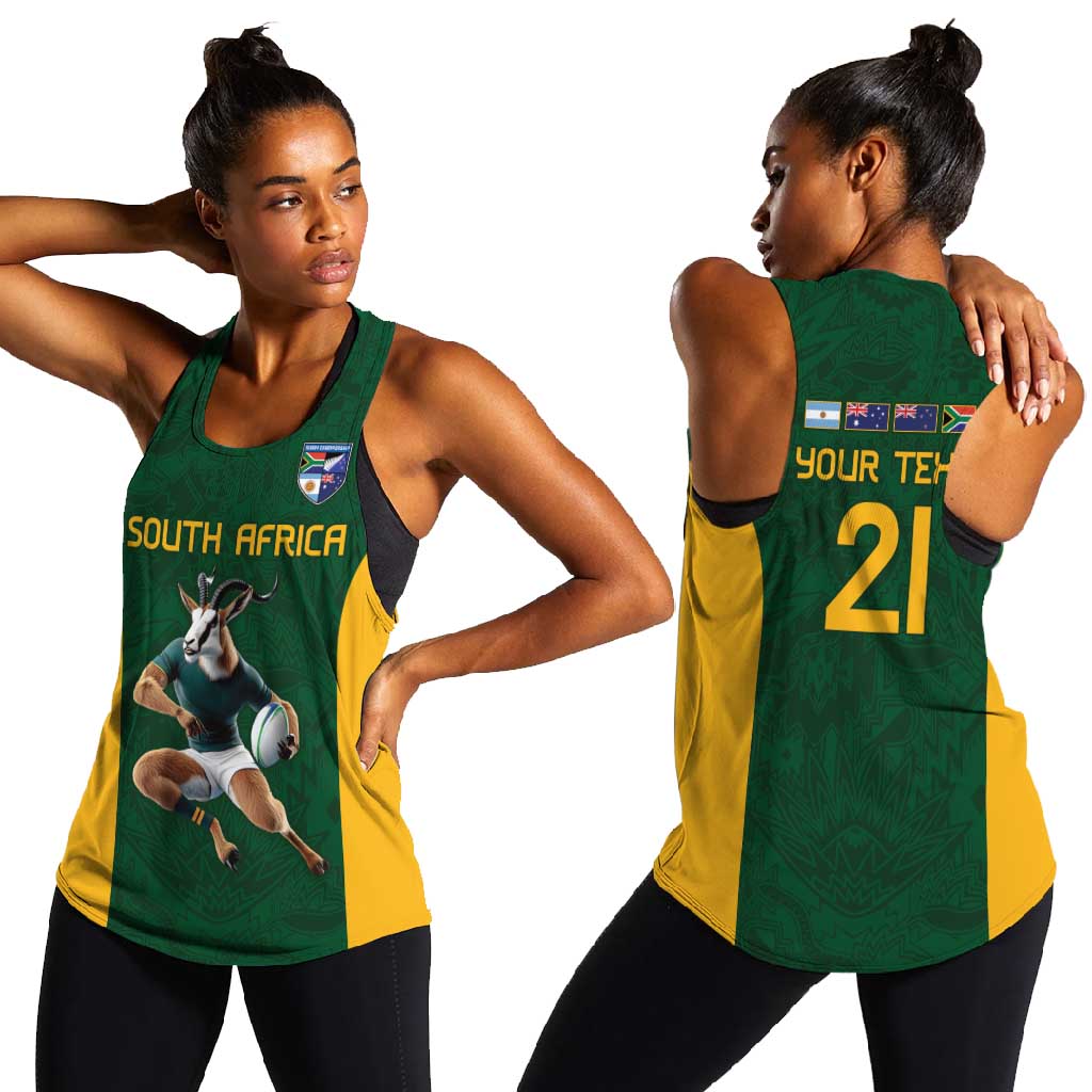 South Africa Rugby Custom Women Racerback Tank Glory Be To Springboks - African Pride