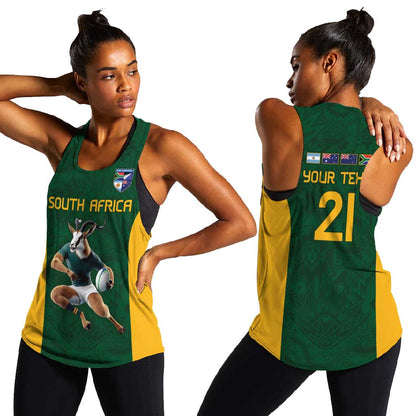 South Africa Rugby Custom Women Racerback Tank Glory Be To Springboks - African Pride