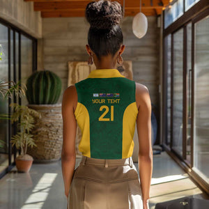 South Africa Rugby Custom Women Sleeveless Polo Shirt Glory Be To Springboks - African Pride