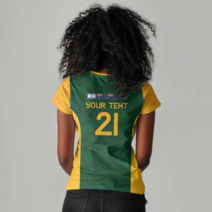 South Africa Rugby Custom Women V-Neck T-Shirt Glory Be To Springboks - African Pride