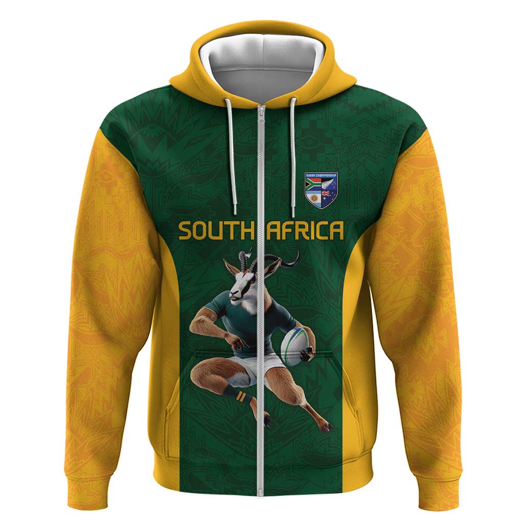 South Africa Rugby Custom Zip Hoodie Glory Be To Springboks - African Pride