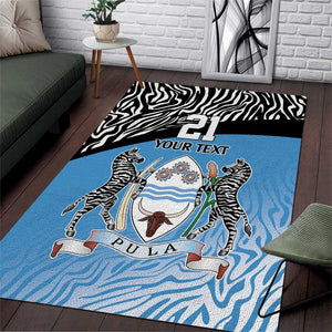 Botswana Cricket Custom Area Rug Baggy Blues African Zebra Skins Pattern - African Pride