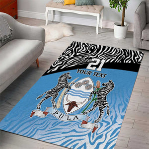 Botswana Cricket Custom Area Rug Baggy Blues African Zebra Skins Pattern - African Pride