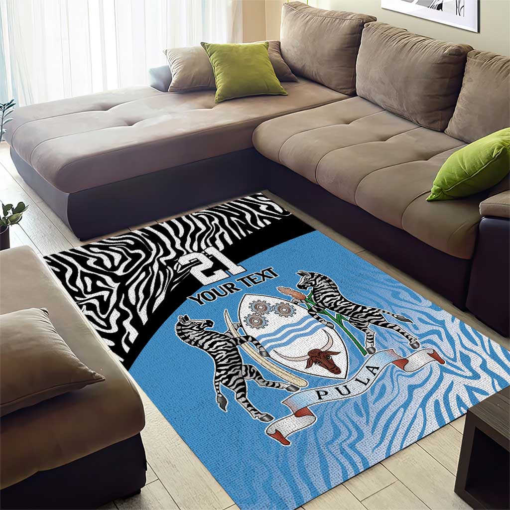 Botswana Cricket Custom Area Rug Baggy Blues African Zebra Skins Pattern - African Pride