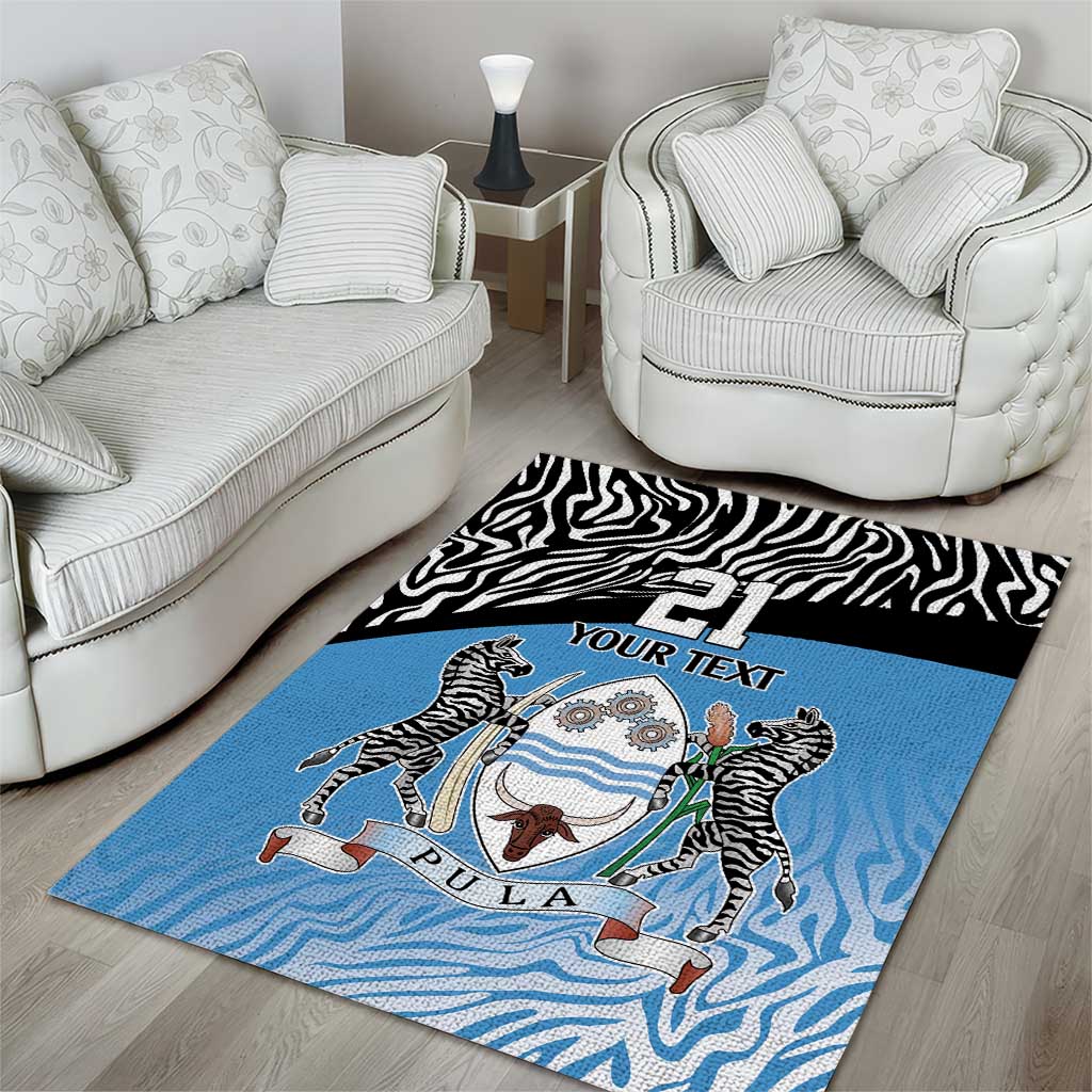 Botswana Cricket Custom Area Rug Baggy Blues African Zebra Skins Pattern - African Pride