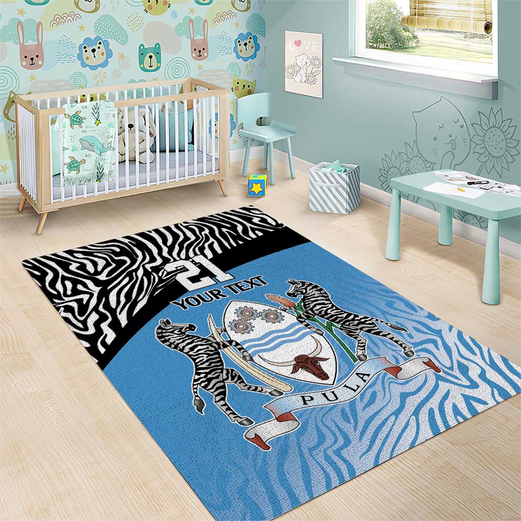 Botswana Cricket Custom Area Rug Baggy Blues African Zebra Skins Pattern - African Pride