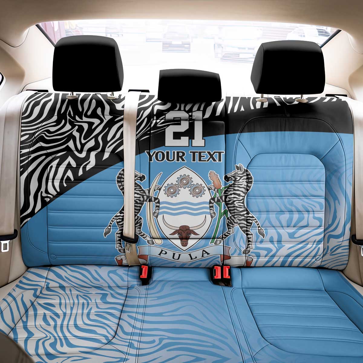 Botswana Cricket Custom Back Car Seat Cover Baggy Blues African Zebra Skins Pattern - African Pride
