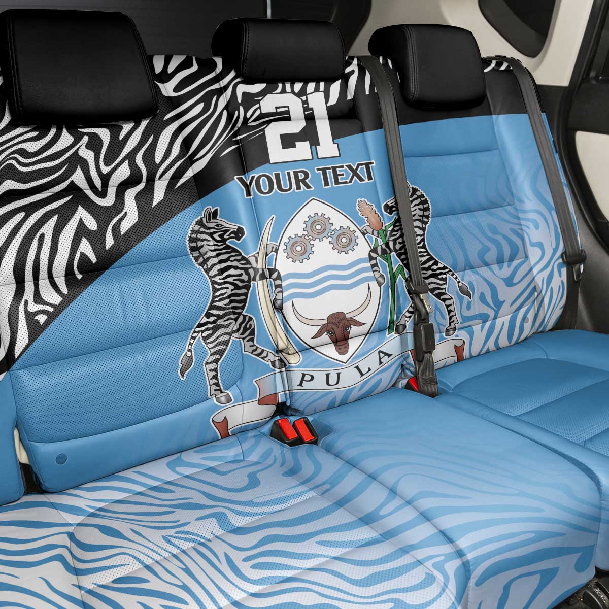 Botswana Cricket Custom Back Car Seat Cover Baggy Blues African Zebra Skins Pattern - African Pride