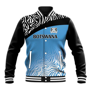 Botswana Cricket Custom Baseball Jacket Baggy Blues African Zebra Skins Pattern - African Pride